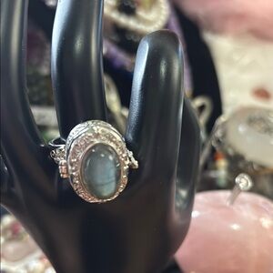 246 Silver and Labradorite Gemstone Locket Ring